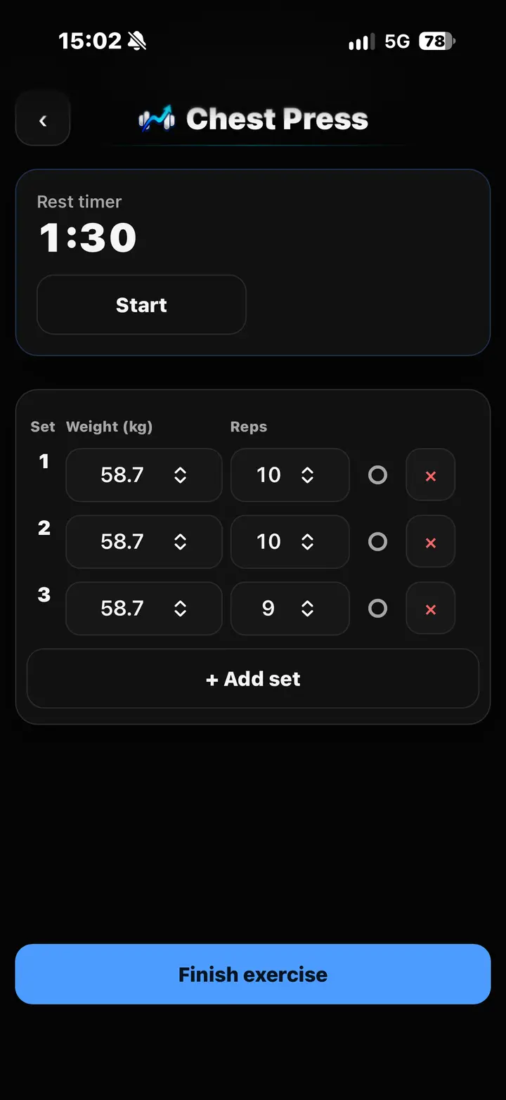 Aktive Chest Press mit Pausentimer